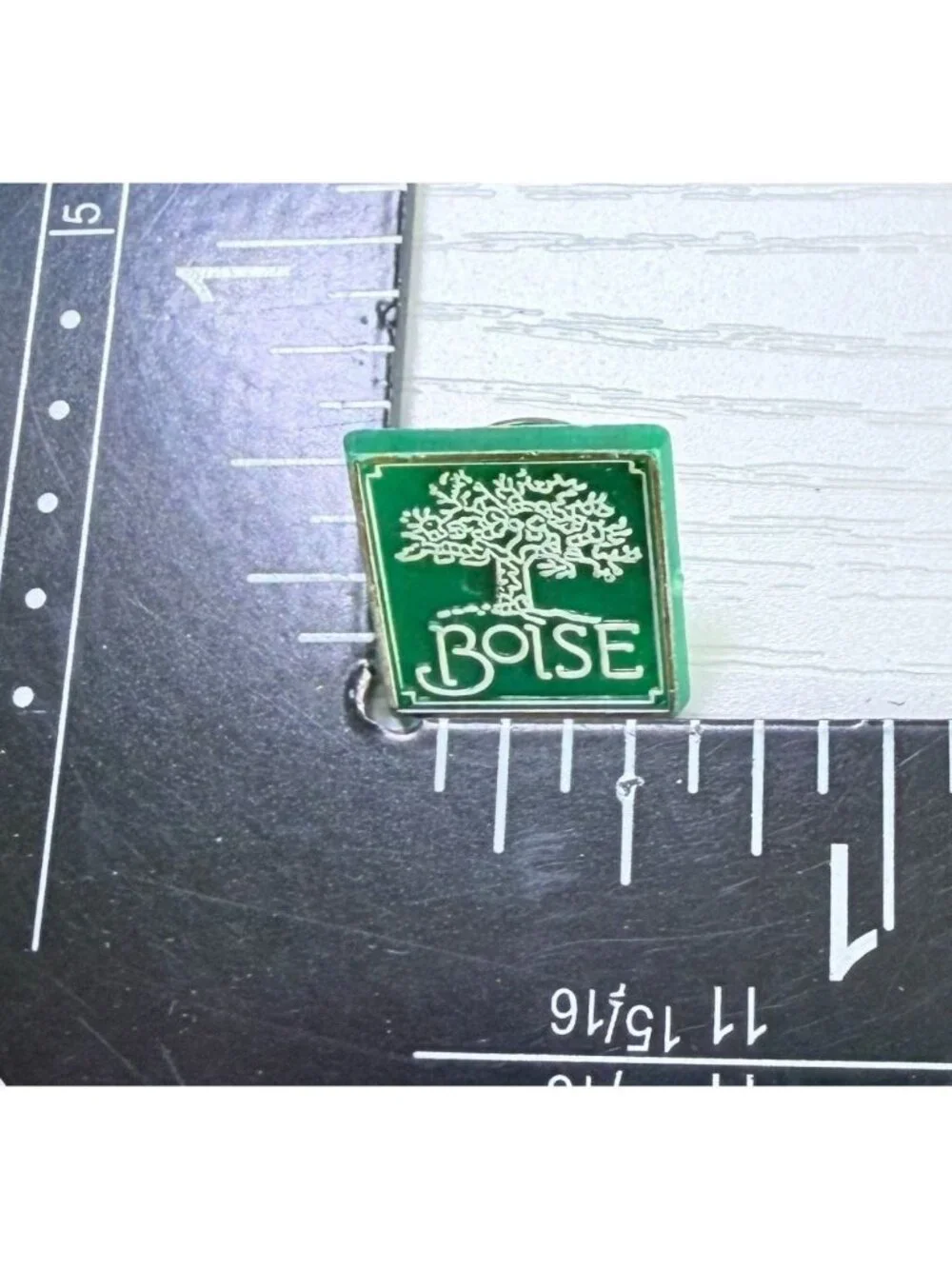 Boise Idaho Green Lapel Pin City of Trees Design Vintage Travel Souvenir